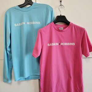 2 Baskin Robbins Employee T-Shirts Logo American Funny Oversized Small